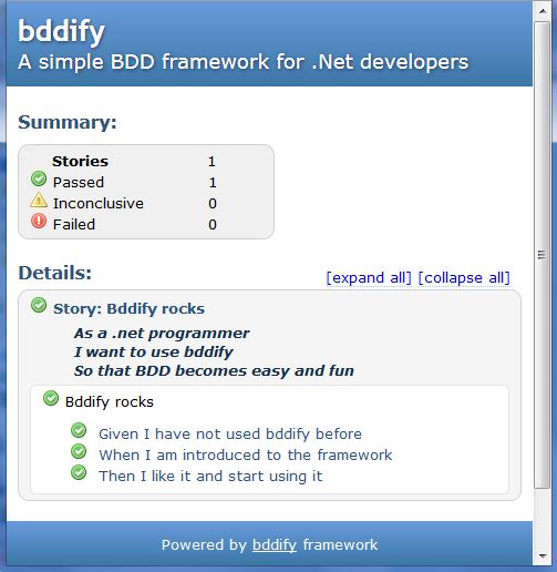 BDDfy html report