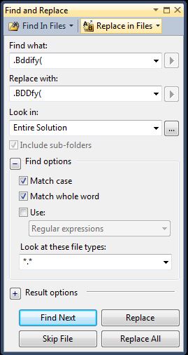 replace .Bddify( with .BDDfy(