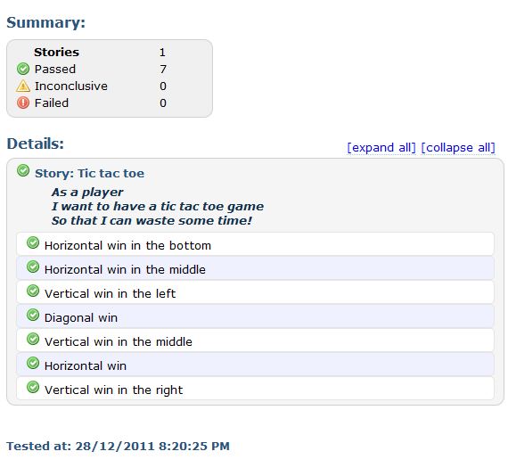 Tic Tac Toe html report