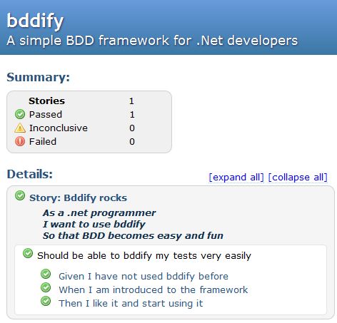 Html report with story