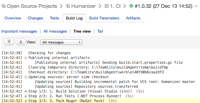 CI build run with nuget