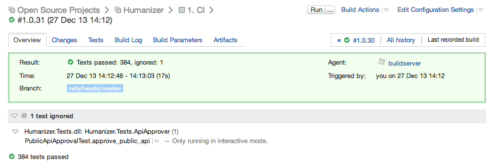 CI run with tests