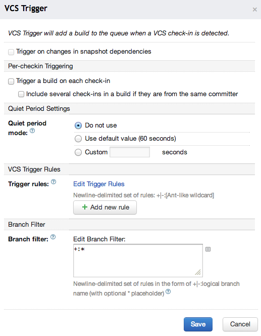 Create VCS build trigger