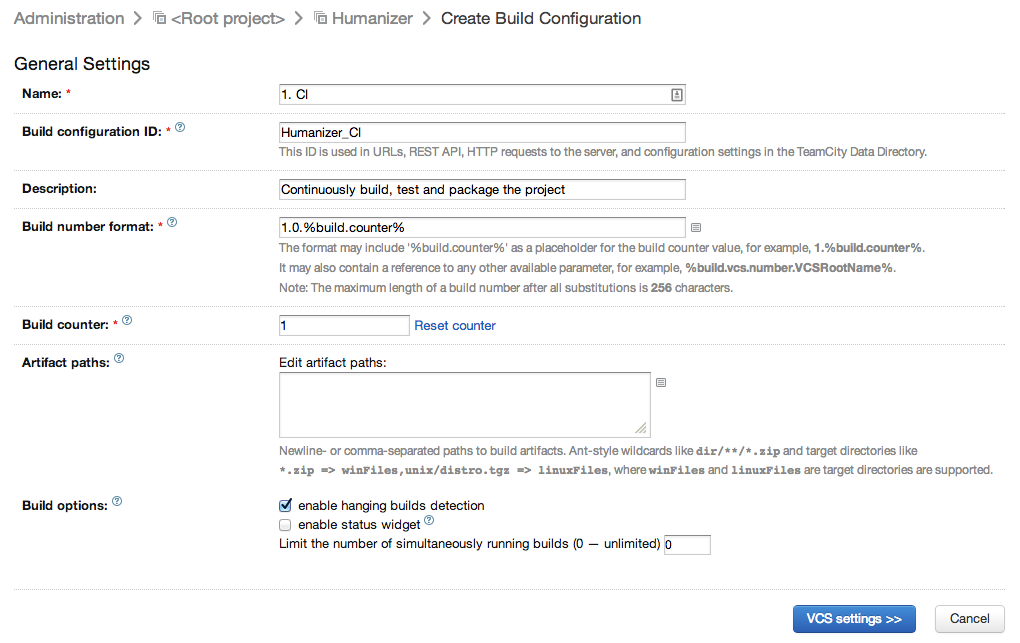 Create build configuration