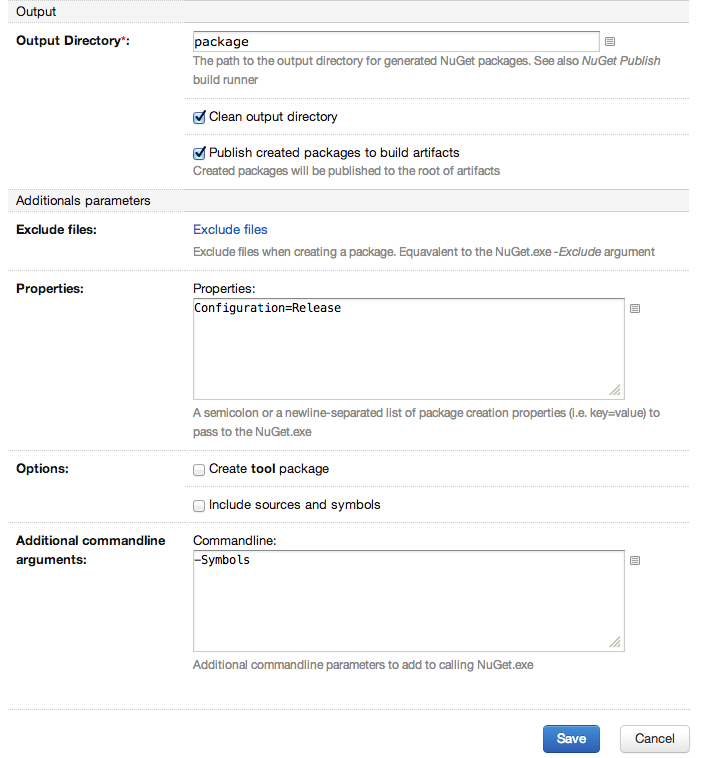 Create nuget build step