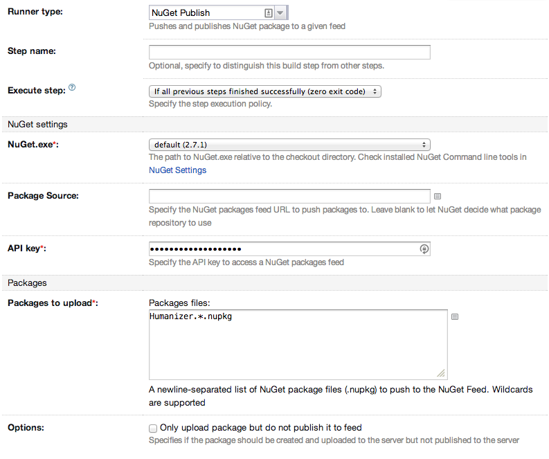 Nuget publish build step